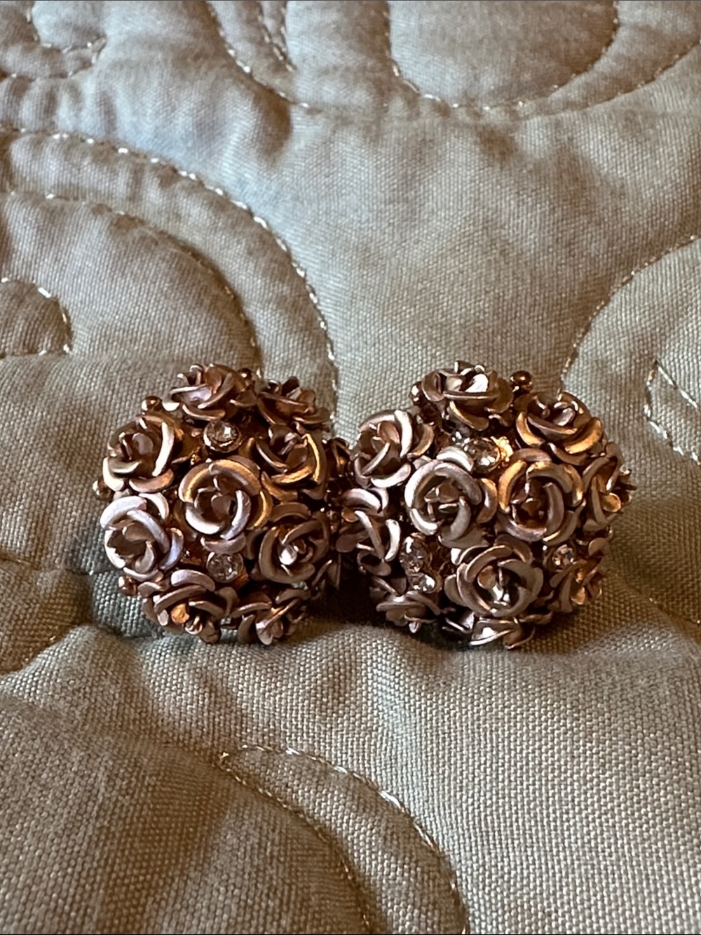 Silver and gold rose earrings